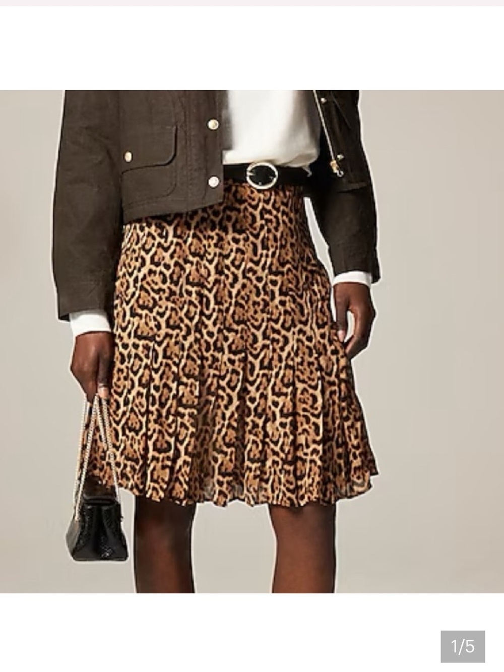 NWT J.Crew Pleated Knee-Length Skirt Leopard Print Viscose Chiffon